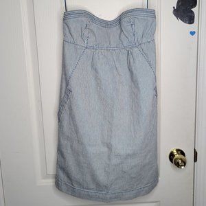 AMERICAN EAGLE // Striped Denim Strapless Dress